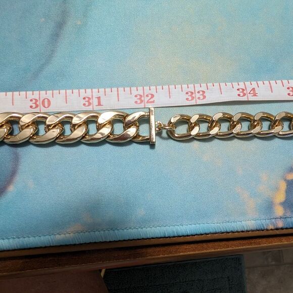 Gold Tone Rhinestone Chunky Link Chain  Belt 39.5\